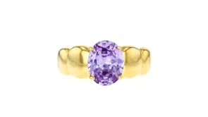14kt Yellow Gold-Plated Ring with Simulated Amethyst