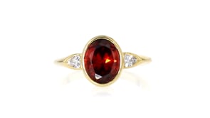 14kt Yellow Gold-Plated Ring with Simulated Garnet and CZs
