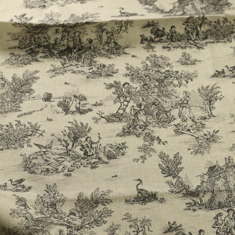 Vidéo: Tissu 100% coton Toile de Jouy - Noir