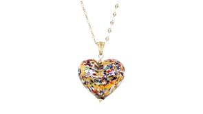 Italian Murano Glass Heart Pendant Necklace in 18kt Gold Over Sterling