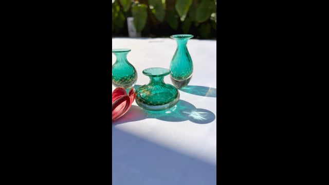 Trio de Vasos Mini Tela Verde com Ouro