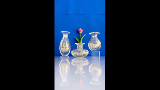 Trio de Vasos Mini Tela Transparente com Ouro