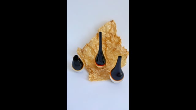 Conjunto 3 Gotas Mini Bicolor Preto com Âmbar