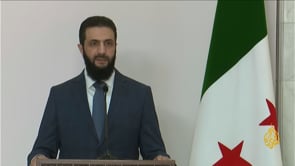 مؤتمر صحفي مشترك بين الرئيس السوري أحمد الشرع ورئيس حكومة تصريف الأعمال اللبنانية نجيب ميقاتي في العاصمة السورية دمشق