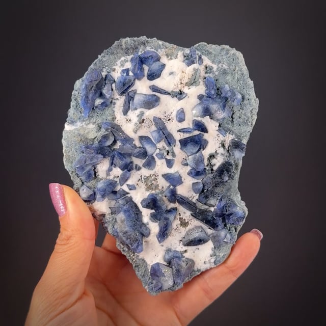 Benitoite on Natrolite