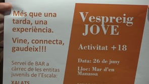 1a edició del 'Vespreig jove', el pròxim 26 de juny, dirigit al col·lectiu +18