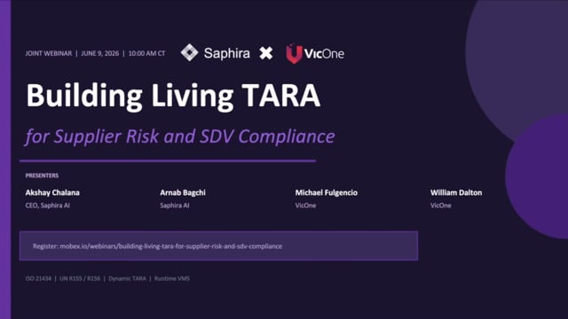 Building Living TARA for supplier risk and SDV compliance
