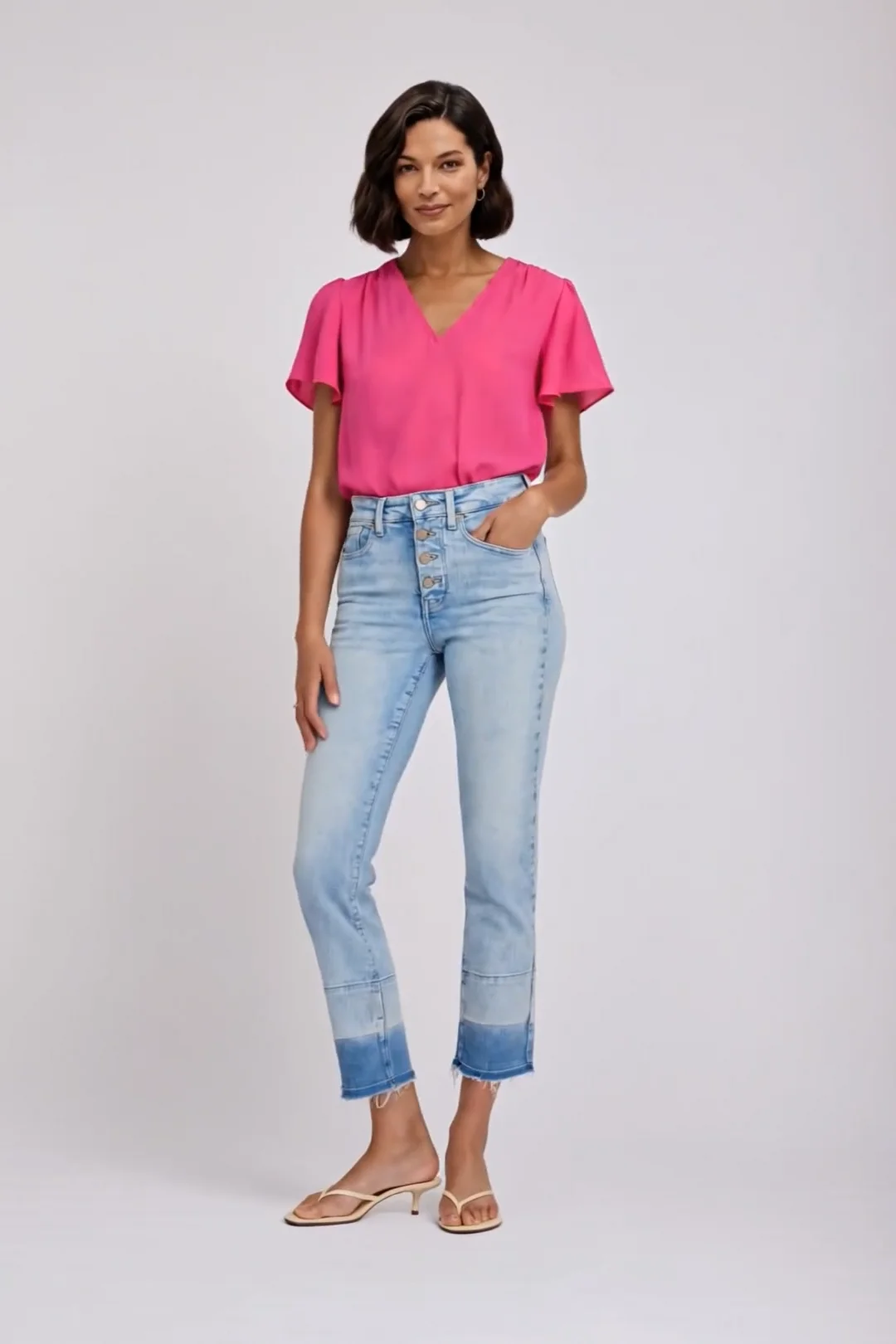 Sheri Slim Straight Ankle Jeans In Re-New™ Denim With High Rise