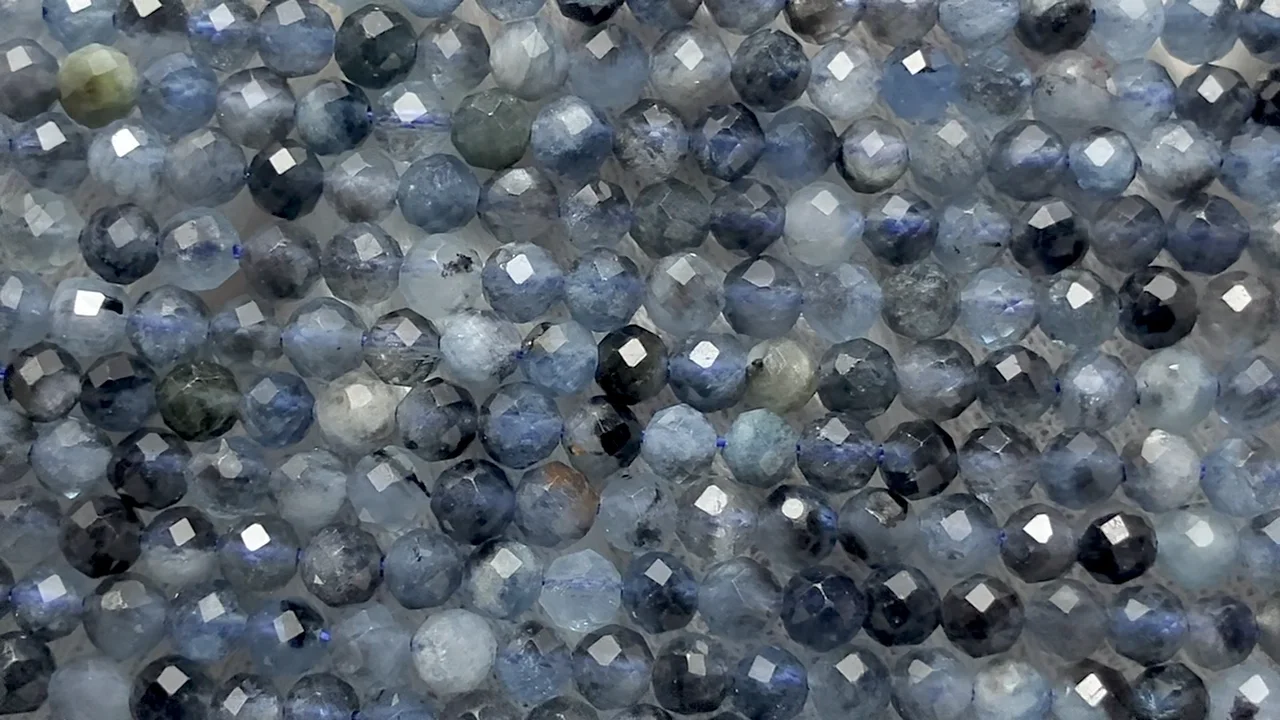ディープブルーアクアマリン ラウンドカット3mm 1連｜天然石ビーズの卸