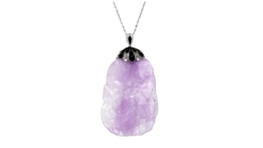C. 1960 Vintage 125.00 Carat Carved Amethyst Pendant Necklace with .25 ct. t.w. Diamonds and Black Enamel in Platinum