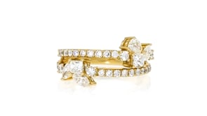 C. 1990 Vintage 1.42 ct. t.w. Multi-Shaped Diamond Two-Row Ring in 18kt Yellow Gold