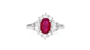 C. 1990 Vintage 1.00 Carat Ruby Ring with .41 ct. t.w. Diamonds in Platinum