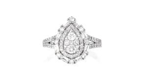 C. 2000 Vintage 1.35 ct. t.w. Diamond Pear-Shaped Cluster Ring in 14kt White Gold