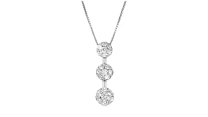 C. 1990 Vintage 1.50 ct. t.w. Diamond Cluster Drop Necklace in 14kt White Gold