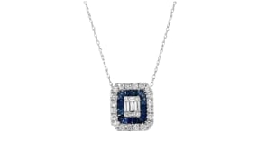 C. 2000 Vintage .50 ct. t.w. Sapphire .60 ct. t.w. Diamond Necklace in 14kt White Gold
