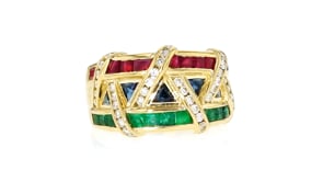 C. 1980 Vintage Le Vian 1.20 ct. t.w. Multi-Gemstone and .50 ct. t.w. Diamond Ring in 18kt Yellow Gold