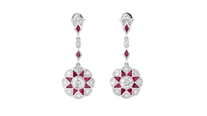 C. 1990 Vintage .80 ct. t.w. Ruby and 1.35 ct. t.w. Diamond Drop Earrings in Platinum