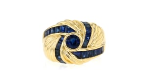 C. 1980 Vintage Le Vian 2.30 ct. t.w. Sapphire Swirl Ring in 18kt Yellow Gold