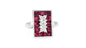C. 1990 Vintage 2.22 ct. t.w. Ruby Ring with .21 ct. t.w. Diamonds in Platinum