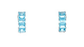 C. 2000 Vintage 6.50 ct. t.w. Swiss Blue Topaz Curved Earrings in 14kt White Gold