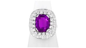 C. 1980 Vintage 3.50 Carat Amethyst Ring with 1.50 ct. t.w. Diamonds in 18kt White Gold