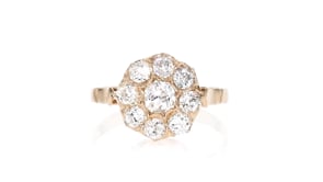 C. 1990 Vintage .89 ct. t.w. Diamond Flower Ring in 18kt Rose Gold