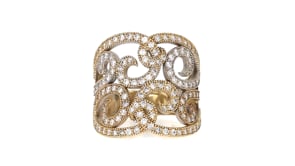 C. 1990 Vintage 1.40 ct. t.w. Diamond Swirl Ring in 14kt Yellow Gold