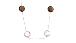 C. 2000 Vintage 54.00 ct. t.w. Multi-Gemstone Station Necklace in 14kt Rose Gold