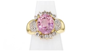 C. 1980 Vintage Le Vian 5.40 Carat Kunzite Ring with .40 ct. t.w. Diamonds in 18kt Yellow Gold