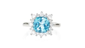 C. 2000 Vintage 2.85 Carat Swiss Blue Topaz and .60 ct. t.w. Diamond Ring in 14kt White Gold