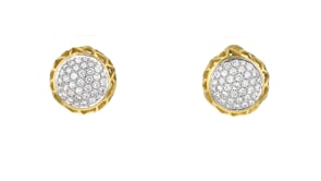 C. 1990 Vintage 1.70 ct. t.w. Diamond Button Earrings in Platinum and 18kt Yellow Gold