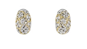 C. 1980 Vintage 1.30 ct. t.w. Diamond Cluster Swirl Earrings in 18kt Two-Tone Gold