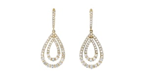 C. 1990 Vintage 2.37 ct. t.w. Diamond Double-Teardrop Earrings in 18kt Yellow Gold