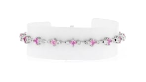 C. 2000 Vintage 3.50 ct. t.w. Pink Sapphire and .70 ct. t.w. Diamond Bracelet in 14kt White Gold