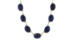 C. 1950 Vintage Lapis Necklace in 9kt Yellow Gold