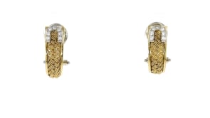 C. 1990 Vintage .20 ct. t.w. Diamond Curved Earrings in 14kt Two-Tone Gold