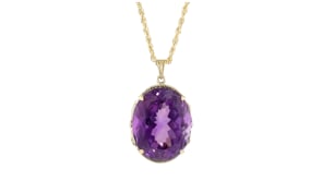 C. 1980 Vintage 37.00 Carat Amethyst Pendant Necklace in 14kt Yellow Gold