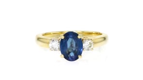 C. 1990 Vintage 1.60 Carat Sapphire Ring with .25 ct. t.w. Diamonds in 18kt Yellow Gold