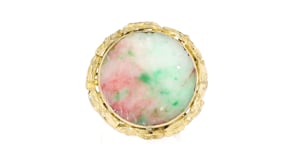 C. 1960 Vintage Carved Multicolored Jade Ring in 14kt Yellow Gold