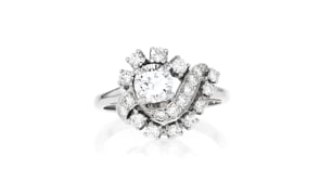 C. 1980 Vintage 1.10 ct. t.w. Diamond Swirl Ring in 14kt White Gold