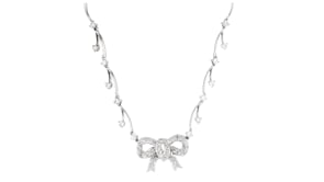 C. 1980 Vintage 1.00 ct. t.w. Diamond Bow Necklace in 14kt White Gold