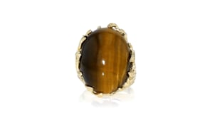 C. 1980 Vintage Tiger Eye Ring in 14kt Yellow Gold