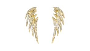 C. 1980 Vintage 1.00 ct. t.w. Diamond Zigzag Earrings in 14kt Yellow Gold