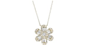 C. 1990 Vintage 1.00 ct. t.w. Diamond Flower Necklace in 14kt Yellow Gold