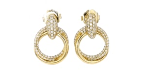 C. 1990 Vintage 2.50 ct. t.w. Diamond Doorknocker Earrings in 14kt Yellow Gold