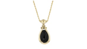 C. 1980 Vintage Onyx Pendant Necklace in 14kt Yellow Gold