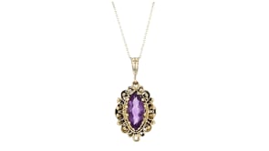 C. 1970 Vintage 2.70 Carat Amethyst Pendant Necklace in 14kt Yellow Gold