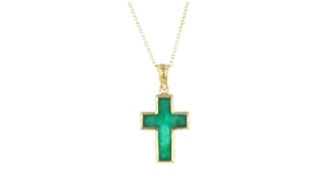 2.00 Carat Emerald Cross Pendant Necklace in 18kt Gold Over Sterling