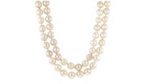 C. 1940 Vintage 8.5-9mm Cultured Pearl Two-Strand Necklace with 1.20 ct. t.w. Diamond Clasp in 14kt White Gold