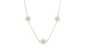 C. 1990 Vintage .15 ct. t.w. Diamond Fancy Station Necklace in 14kt Two-Tone Gold
